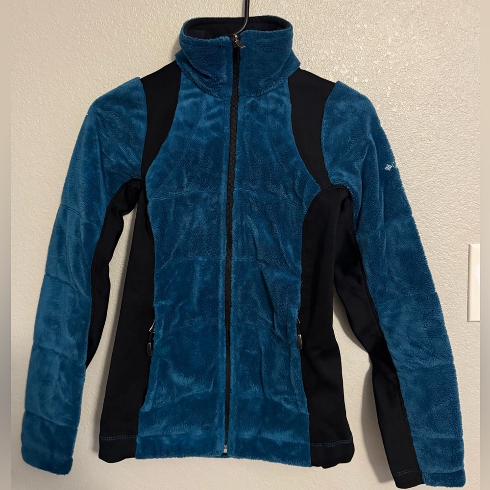 Women's Columbia insulated Omni-heat thermal blue fleece jacket